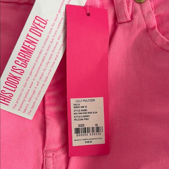 NWT Lilly Pulitzer Pink Ankle Cropped Jeans - Picture 2 of 5